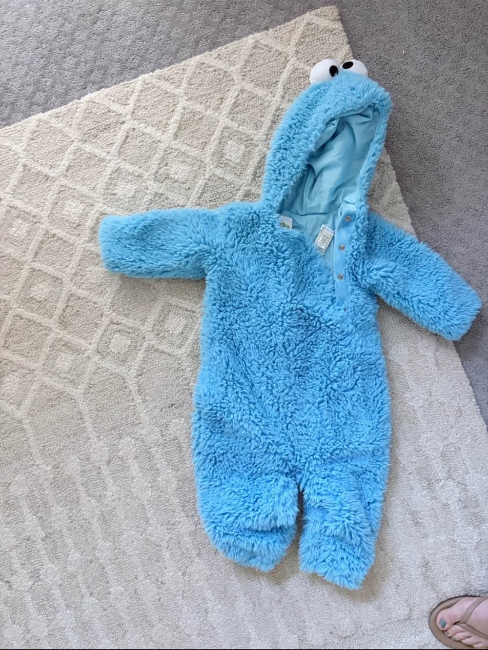 Pottery Barn Kids Blue Fuzzy Character Hooded One-Piece Costume